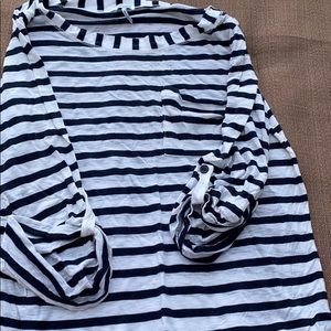 Splendid XS 3/4 sleeve navy & white striped top